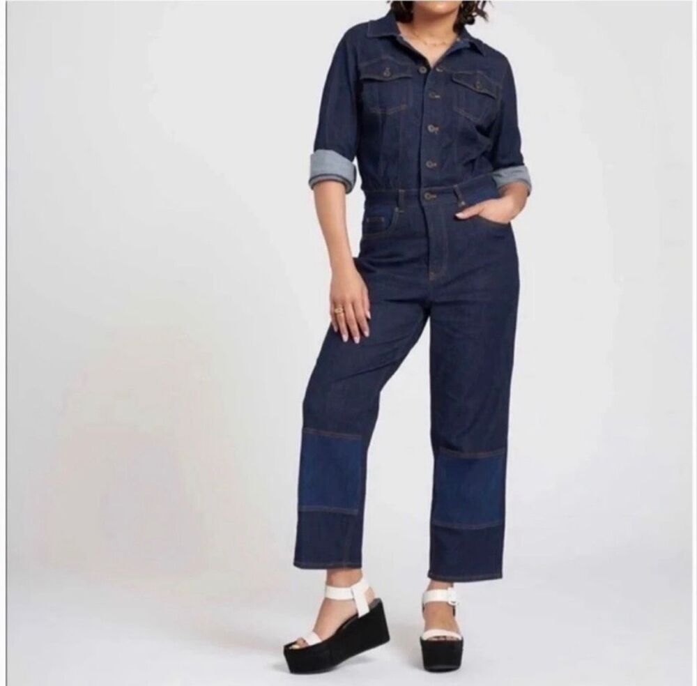 ERDEM x Universal Standard Myrtle Denim Jumpsuit Indigo M 18 20 Designer